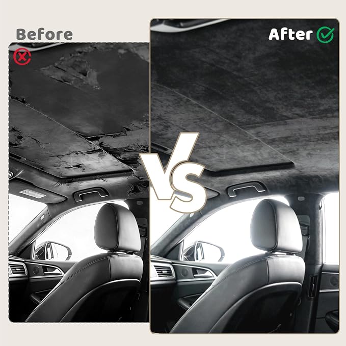Black Suede Headliner, 120" L × 60" W with Foam Backing, Auto Interior Roof Replacement Material for Car, SUV, Boat, Pickup, Truck, RV, Home Repair/DIY Headliner Fabric