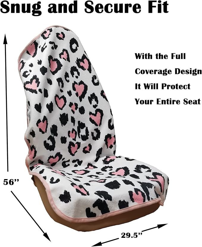 Car Seat Cover Protector Front Seats,for Gym Workout,Running,Swimming,Beach and Hiking,Waterproof Sweat Towel Bucket Seat Covers for Cars SUV Trucks (Leopard Print, 2Pcs)