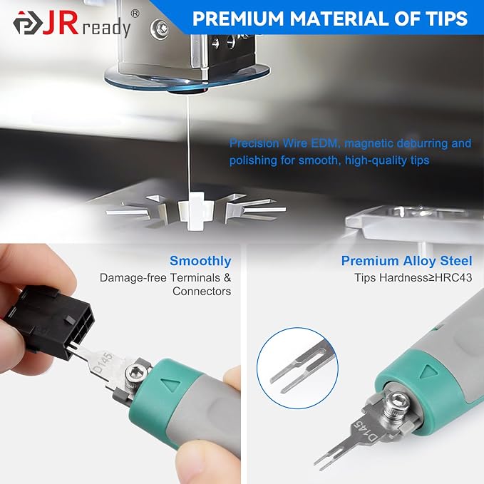 JRready 20PCS Pin Removal Tool Kit, Pin Electrical Terminal Release Tool Set for Deutsch, AMP, TE, Molex, Harting, D SUB Connectors-JRconDRK00A20-02