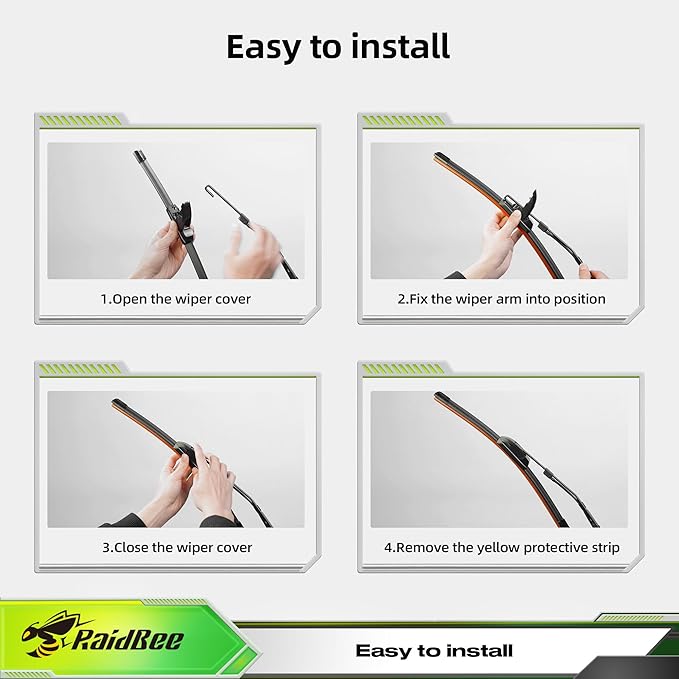 Raidbee® 21"+19" Silicone Windshield Wiper blades Replacement for Mazda 3 2004-2009 Nissan 370Z 2009-2020 Volkswagen Golf 2000-2006 +More All-Season Silicone Wiper Blades
