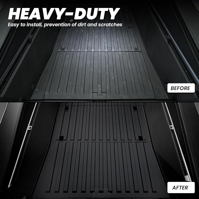 LASFIT Truck Bed Mat for Tesla Cybertruck 2024-2026 6FT Bed Liner Car Accessories, Custom Fit TPE All Weather Pickup Cargo Liner Frunk Rear Sub Trunk Mat Set 3PCS
