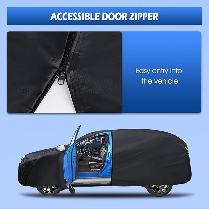 6 Layers SUV Car Cover Waterproof All Weather for Automobiles, Size A5 with Zipper & Cotton Universal Fit for Buick Encore, Ford Escape,Kia Sportage (Up to 181inch)