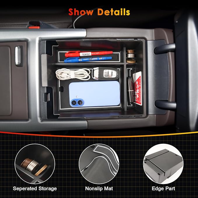 for Hyundai Palisade Center Console Organizer Tray for 2023-2025 Palisade SE/SEL/XRT/Limited/Calligraphy Armrest Box Secondary Storage Glove Box Insert Accessories (23-25 Palisade White Trim)