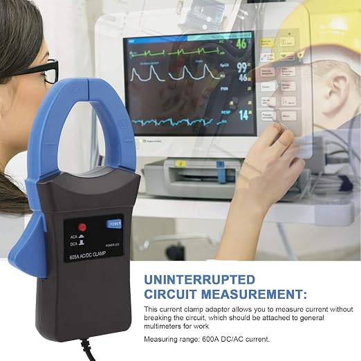 AIOMEST Handheld AC/DC Current Clamp Probe Adaptor, AI-605A DMM Accessory for Digital Multimeter with Test Lead