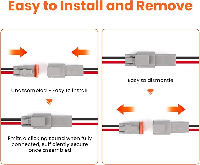 6 Sets Deutsch 2 Pin Connector Kit - Waterproof Electrical Connectors 18 AWG, IP67 Automotive Wire Connectors (Male & Female) for Car, Truck, Boat