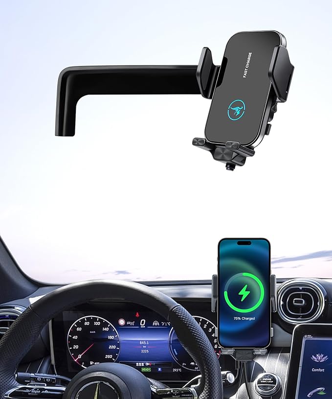 15W Wireless Fast Charger for Mercedes Benz GLC-Class 2023-2026/C-Class 2022-2026 Accessories 12.3 inch Screen Fixed Clip, Auto Accessories Navigation Bracket, 360° Rotation