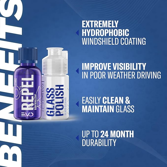 Gyeon Glass Coating & Cleaning Kit – View Ceramic Windshield Coating + Prep & Glass (500ml Each) for Maximum Visibility and Hydrophobic Protection