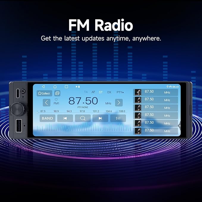 Single Din Car Stereo, 6.28 Inch Wireless CarPlay&Android Auto Single Din Touchscreen Radio-Incell Car Radio Screen MirrorLink Type-C Charge Head Unit Supports Bluetooth/SWC/FM/USB/EQ Backup Camera