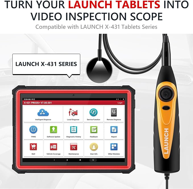 LAUNCH X-431 VSP-100 Endoscope Work with X-431 Tablet 5.5mm Ultra-Thin Digital HD USB Video Inspection Camera Multi-Angle Imaging One-Click Snapshot IP67 Waterproof Borescope Videoscope