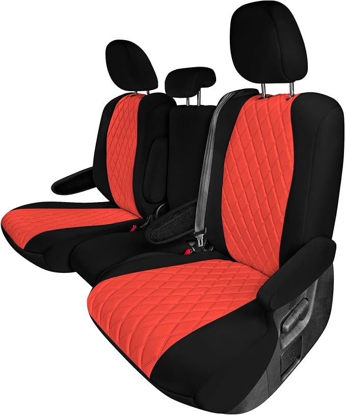 FH Group Custom Fit Car Seat Covers Specifically Made for Toyota Sienna 2021-2024, Red Ultraflex Neoprene 2nd Row Set Automotive Seat Covers, 8 Seater SUV Seat Covers, Toyota Accessories