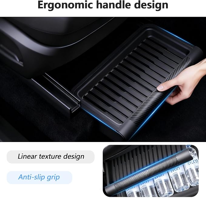 Upgraded Under seat Storage Tray with Lid for Tesla Model Y Juniper 2026, Hidden Under-Seat Organizer Box, Anti-Slip & Dustproof Design, Large-Capacity Interior Storage Accessories