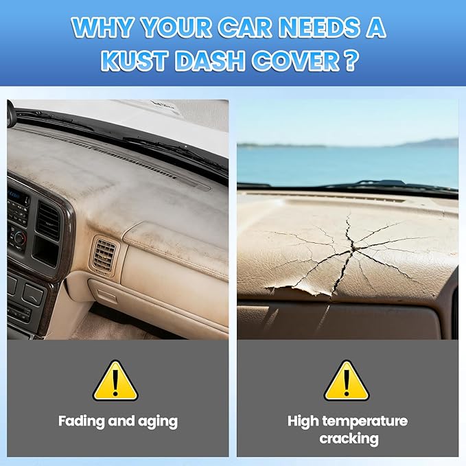 KUST Black Dash Cover Compatible with Volkswagen VW Taos 2022-2024 (Without Center Bin) Dashboard Cover Accessories for Taos Non-Slip Polyester Custom Fit Center Console Sunshield Protector No Glare