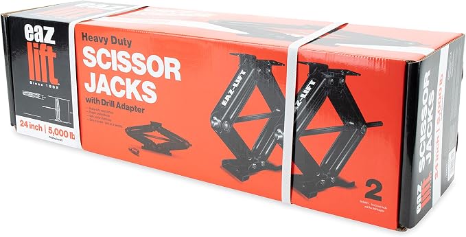 Camco EAZ-Lift 24-inch RV Stabilizing Scissor Jacks, Features a 5,000 lb Load Capacity - Heavy-Duty Steel Construction – Set of 2 (48820)