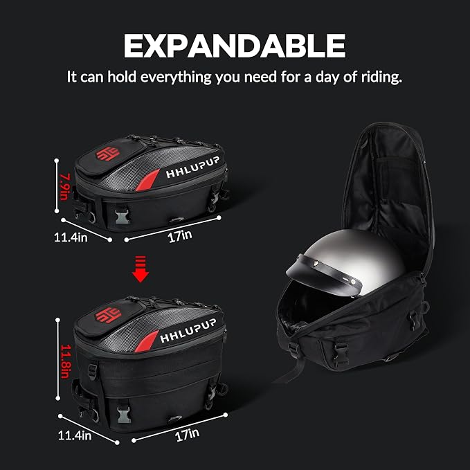 38L Motorcycle Tail Bag Seat Helmet Large Capacity Motorcycle Backpack Waterproof Luggage Bag Red
