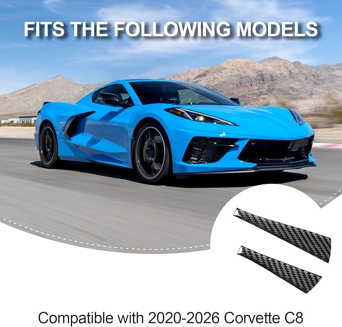 Real Carbon Fiber Side Door Armrest Panel Trim Compatible with Corvette C8 2020-2026, Interior Decor Sticker Accessories