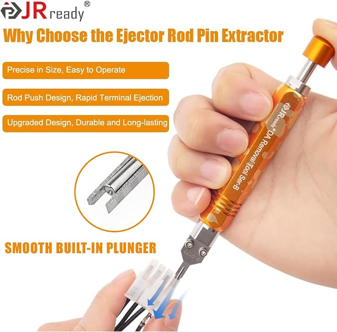 JRready DAP-D173 Molex Pin Extractor Mini Fit Jr Extraction Tool Electrical Pin Removal Tool Molex 11-03-0044 ATX Pin Removal Tool for Mini Fit Jr Terminals with Built in Plunger Depinning Tool