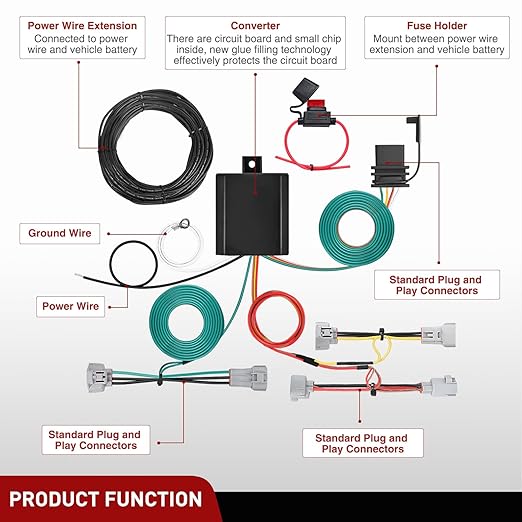 Nilight 4 Pin Trailer Wiring Harness Kit 56349 Vehicle Standard 4 Way Connector Custom for Toyota Tacoma 2016 2017 2018 2019 2020 2021 2022 2023 Simple Fit Tow Hitch Accessories