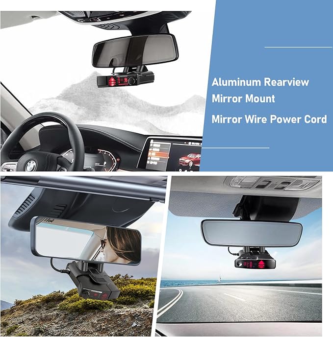 SDSACZMU Radar Detector Mount,Rearview Mirror Rod Radar Mounting Bracket+Rearview Mirror Hard Wire Power Cord kit16,with Inline Fuse (for Valentine V1 Radar Detector)