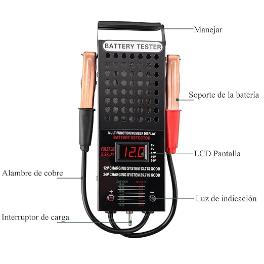 AUTTGINN 6/8/12/16/24V Battery Load Tester Automotive Car Battery Tester,Battery Charging System Tester and Voltmeter Tester with LCD Display for Cars,Golf,Motorcycles