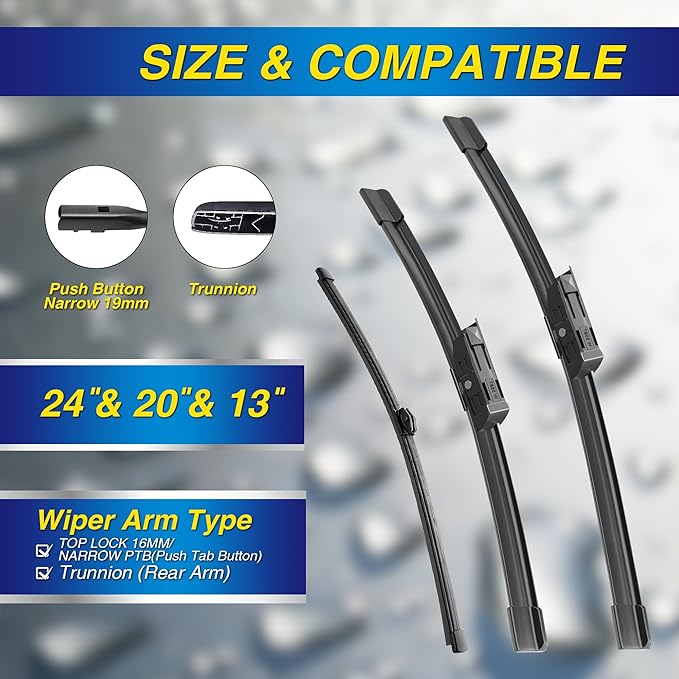 5 PLUS® Silicone Windshield Wipers Replacement for 2009-2017 Audi Q5 Wiper Blades(Set of 3),Automotive Replacement Windshield Wiper Blades For My Car-24"/20"/13"