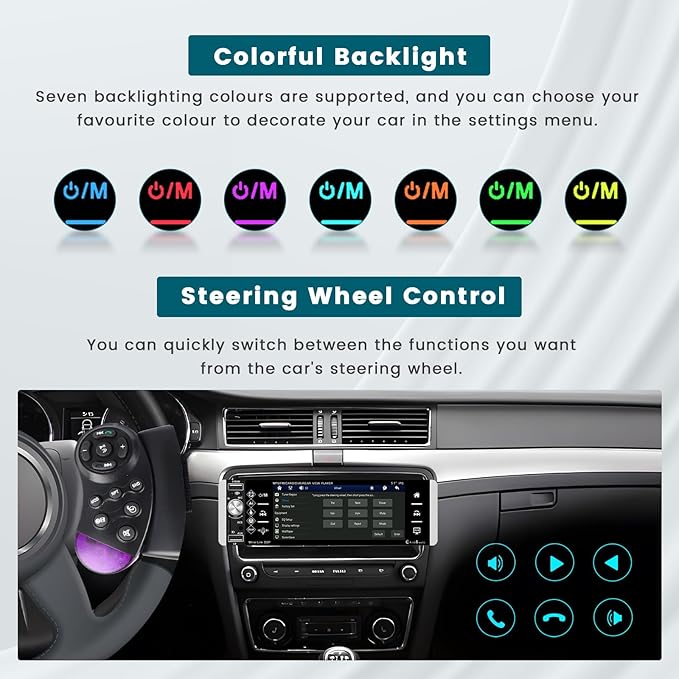 5.1 Inch Single Din Car Stereo Wireless Carplay Android Auto, Touch Screen Car Radio with Bluetooth AM FM RDS Radio Receiver Rear View Camera EQ Mirror Link