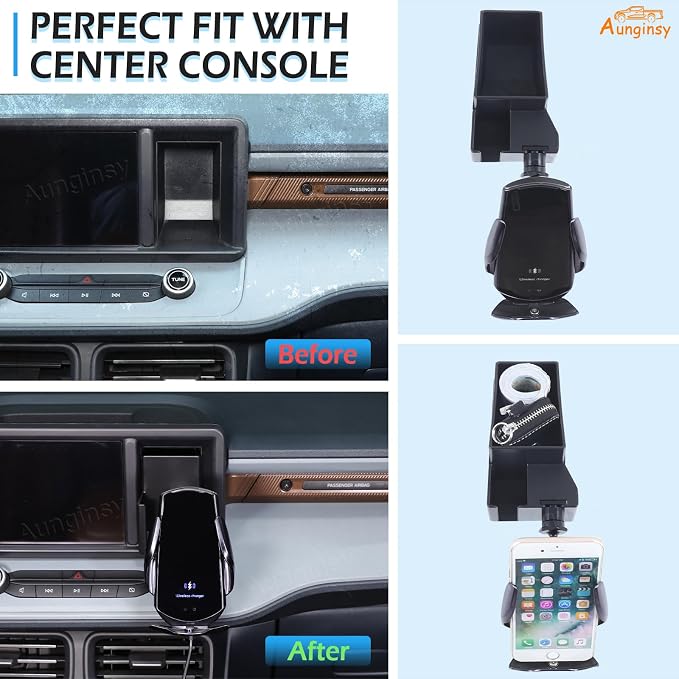 Aunginsy Dashboard Hidden Screen Drawer Organizer with Phone Holder Compatible with Ford Maverick 2022 2023 2024 Car Multimedia Display Right Side Panel Storage Box Truck Dash Cubby Insert Accessories