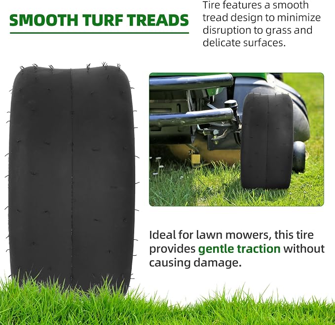 AR-PRO (2-Pack) 13x6.50-6 Lawn Mower Tires, Replacement 13x6.5-6 Smooth Tractor Turf Tire, 4 Ply Lawn Mower Tire Tubeless 480lbs Load Capacity, Fit for Most Riding Mower, Lawn Garden Tractors