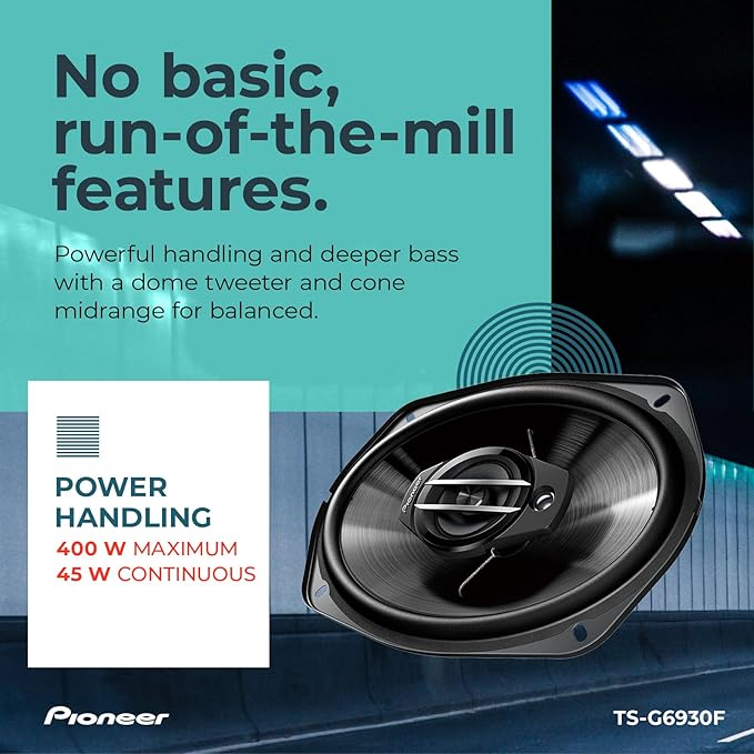 PIONEER G-Series TS-G6930F 6” x 9” 3-Way Speakers (Pair) – 400W Max, Balanced Sound + Smooth Treble, Great Stock Replacement, High-Efficiency Speaker Designed for OEM Power