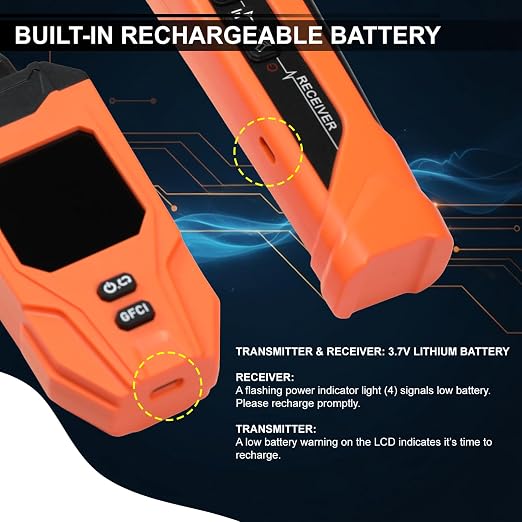 Circuit Breaker Finder with Large LCD Display, Rechargeable Circuit Tracer with GFCI Outlet Tester, Electrical Circuit Tracer with NCV Test & Flashlight, Set Includes Carrying Case and 3 Accessories