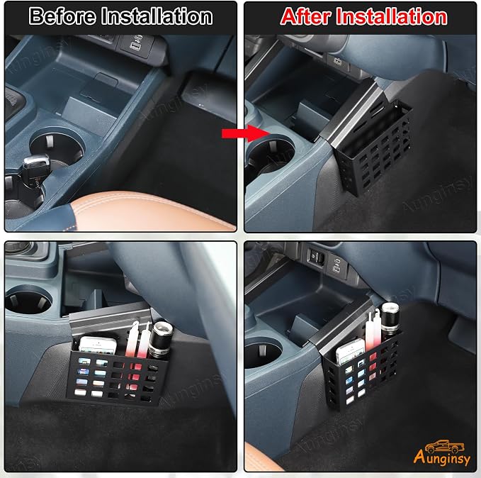 Aunginsy Center Console Right Side Gear Shift Storage Box Basket Compatible with Ford Maverick 2022-2025 Center Console Organizer Tray Side Gear Shift Armrest Storage Box Basket Interior Accessories