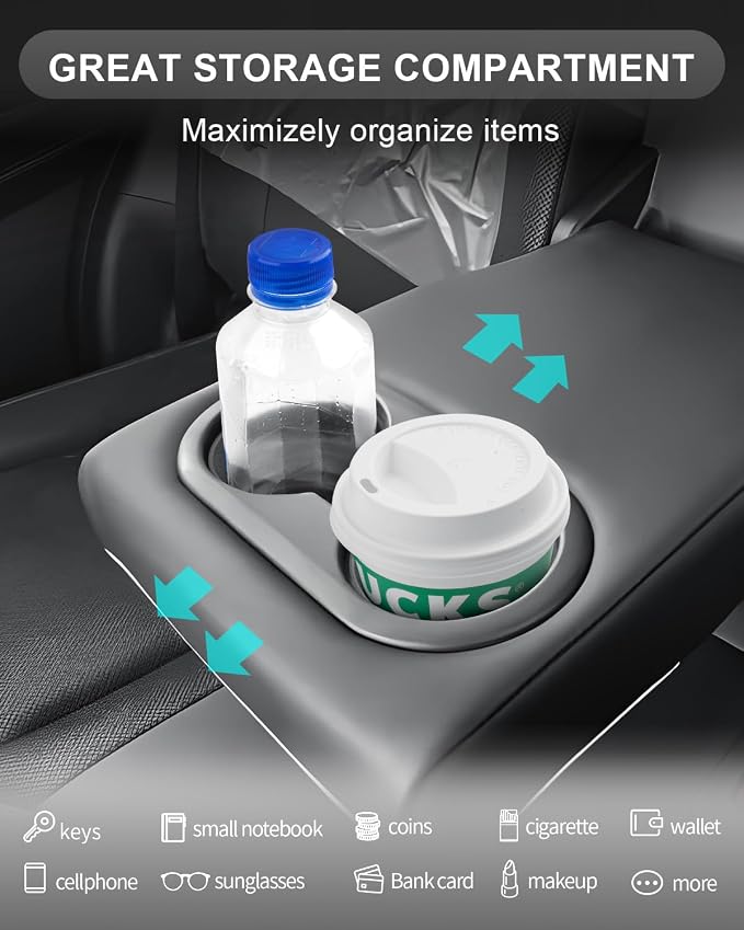 CDEFG for 2026 Mazda CX5 Center Console Organizer Rear Cup Holder Cover | for 2026 Mazda CX-5 (S/Select/Preferred/Premium/Premium Plus) Accessories Back-Seat Cup Holder Storage Box