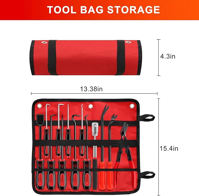 13 Pcs Precision Pick and Hook Tool Set with Clip Removal Plier Rivets Puller Fastener Remover Telescoping Magnetic Pickup Gasket Scraper for Electronics Maintenance Pick Tools Automotive Repair