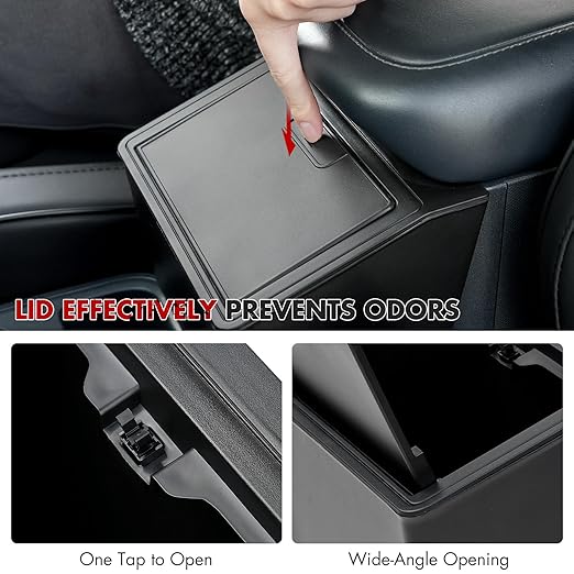 Mabett Lidded Console Storage Box for Ford Maverick Accessories 2025 2024 2023 2022, Seal-Lid Heavy-Duty Multi-Scenario Organizer Front Seat Armrest Trash Can