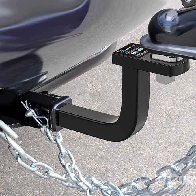Nilight Trailer Hitch Ball Mount with 1/2" Hitch Pin Clip Fits 1-1/4 Inch Receiver Square 2000 lbs 5"- Rise 3/4"- Hole Gloss Black Powder Coat