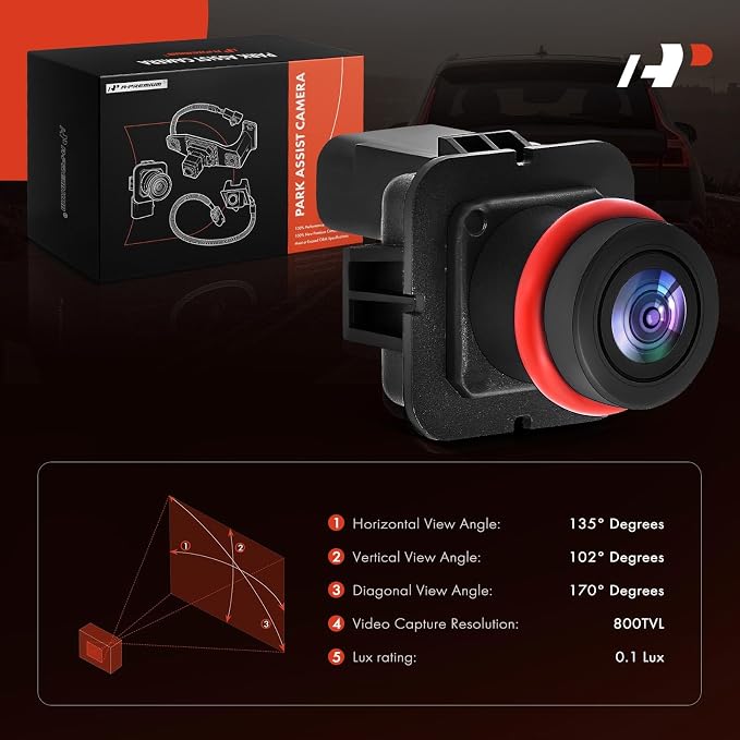 A-Premium Park Assist Camera Rear View Backup Reverse Camera Compatible with Select Ford Models - 2011 2012 2013 Transit Connect - Replace# BT1Z19G490A