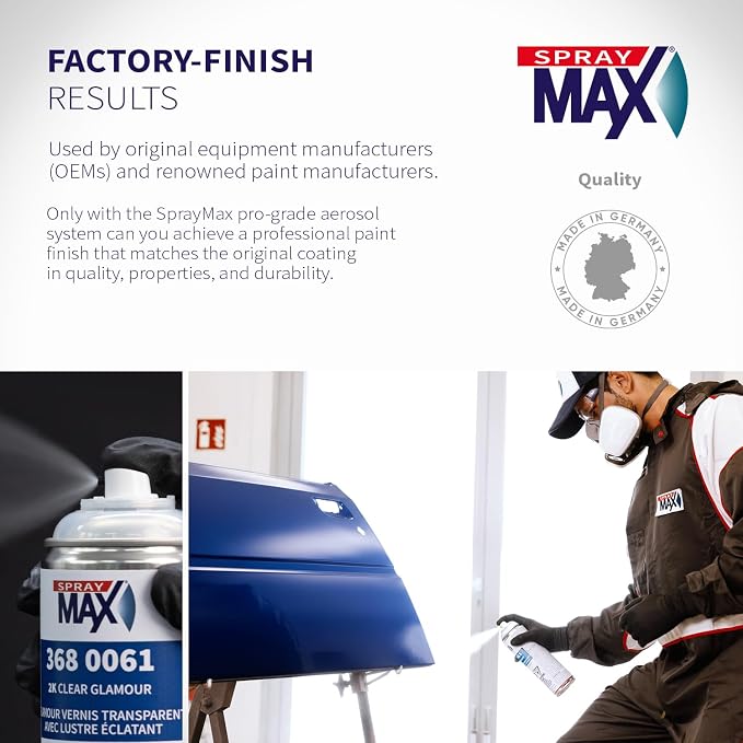 SprayMax 2K Glamour High Gloss Clear Coat | 2K Automotive Clear Coat Spray Paint | High Gloss Finishing Spray | UV-Resistant, Scratch & Gasoline Resistant | Professional Grade 11.8 oz
