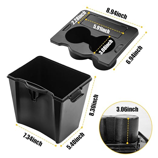 Trash Can Compatible with 2022-2026 Ford Maverick Multi-Function Trash Bin with Cup Holder Trash Bin Extra Rear Storage Box for 2025 Maverick Accessories (Upgraded)