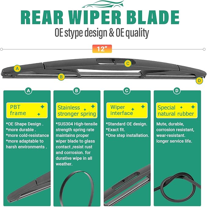 22" 22" 12" Windshield Wiper Blades Replacement for Chevy Chevrolet Tahoe 2009-2014 Chevy Suburban 1500/2500, Cadillac Escalade/ESV/EXT 2009-2014 Front Rear Wipers Set (Pack of 3)