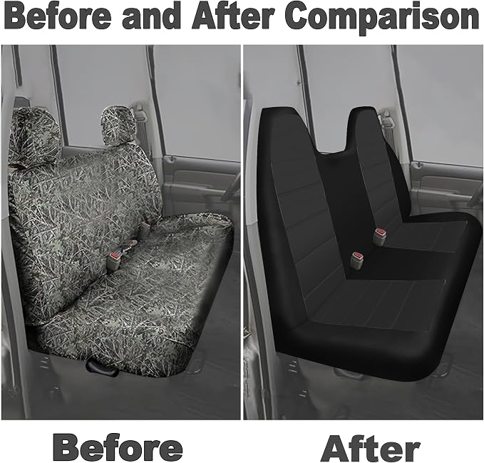 Custom Bench Seat Covers for Ford F150 F250 F350 1992 1993 1994 1995 1996 1997 1998 Heavy Duty Cloth Protector Interior Accessories，Waterproof & Machine Washable - Black