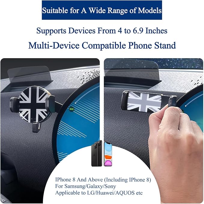 Persevere Car Phone Holder for Mini Cooper F65 F66 J01 J05 F01, Only for Circular Display Screen, 360° Rotatable Phone Mount for 4-6.9'' Smartphones, U25/Rectangular LCDs Not Supported, Manual Left