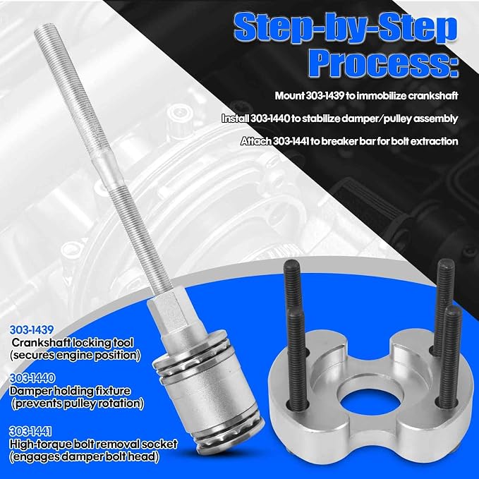 Crankshaft Pulley Removal Tool Kit Fit for 2009-2018 Jaguar Land Rover 3.0L V6/5.0L V8, Replaces 303-1437 303-1438 303-1439 303-1440 303-1441