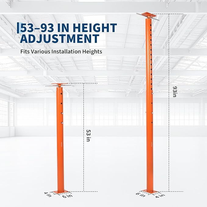 2 Pack Jack Post, House Floor Jack with 53"-93" Height Range, 18000 LBS Lifting Joist Beam Basement Jacks for Leveling, Lifting