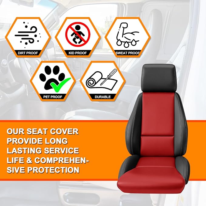 Front Seat Covers Compatible with 1984-1993 Chevy Corvette C4, Heavy Duty Leather Fabric Seat Protector