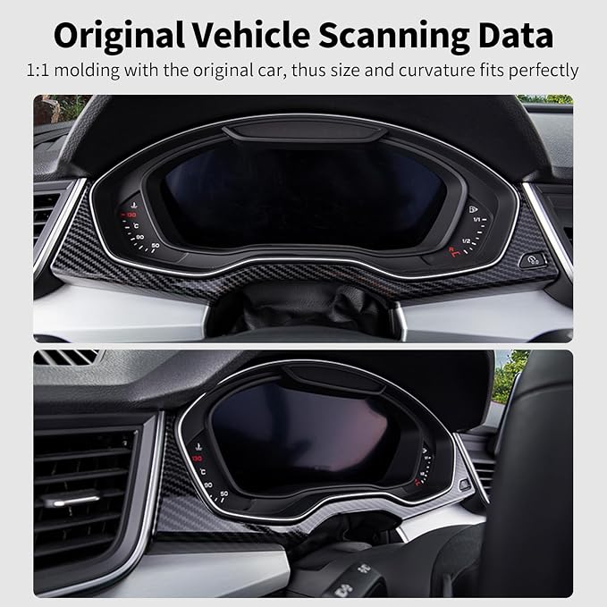 Dashboard Trim Frame Compatible with Audi Q5 2018-2025, Dial Dashboard Moulding Stickers, Carbon Fiber Dash Instrument Cluster Speedometer Frame Cover, ABS Carbon Fiber Q5L Accessories Accessories