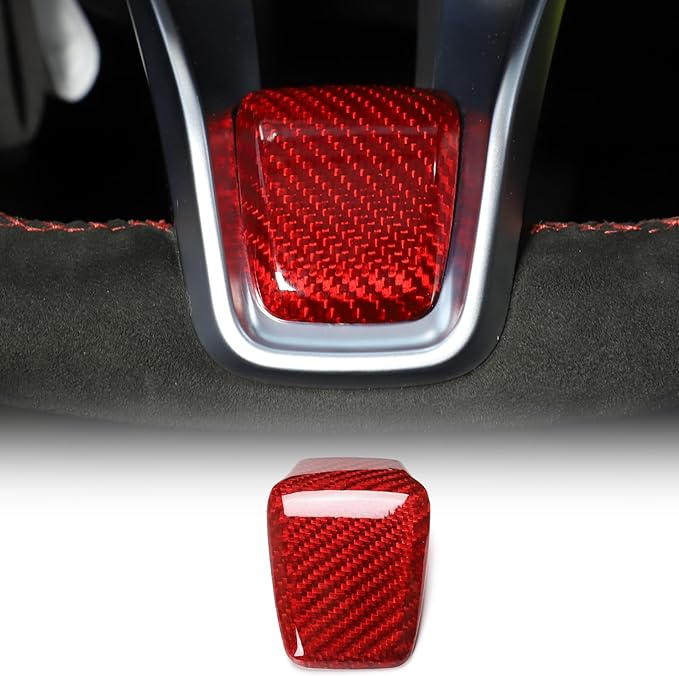 Carbon Fiber Central Steering Wheel Trim Strip Compatible with Alfa Romeo Giulia Stelvio Tonale 2020 2021 Steering Wheel Bottom Decoration Panel Cover Auto Accessories (Red)