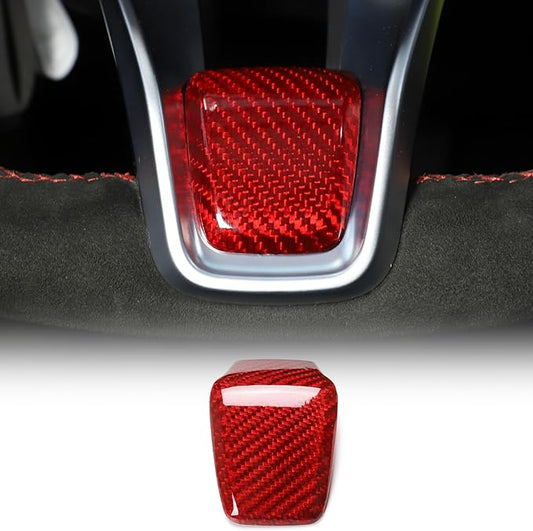 Carbon Fiber Central Steering Wheel Trim Strip Compatible with Alfa Romeo Giulia Stelvio Tonale 2020 2021 Steering Wheel Bottom Decoration Panel Cover Auto Accessories (Red)