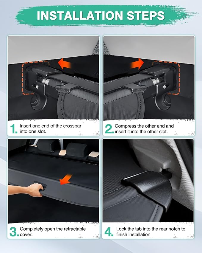 Powerty Cargo Cover for 2022-2025 2026 Genesis GV70 Accessories Retractable Trunk Cover Security Shielding Shade Cargo Luggage Cover