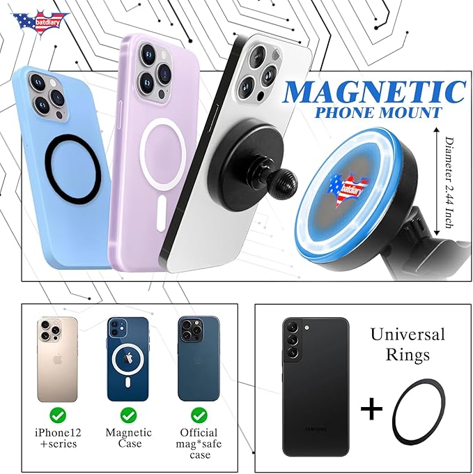 F150 Magnetic Phone Mount Compatible with 2021 2022 2023 2024 2025 Ford F150 & 2021-2023 Ford Raptor Truck Accessories Metal Cell Phone Holder Dash Platform Mount