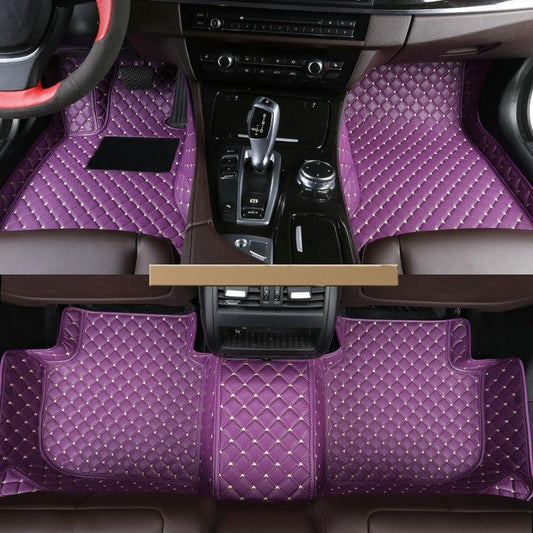 Custom Artificial Leather Waterproof All-Weather Car Floor Mats Fit for 99% Sedan SUV Sports Car Vehicle Car Mat (Purple)