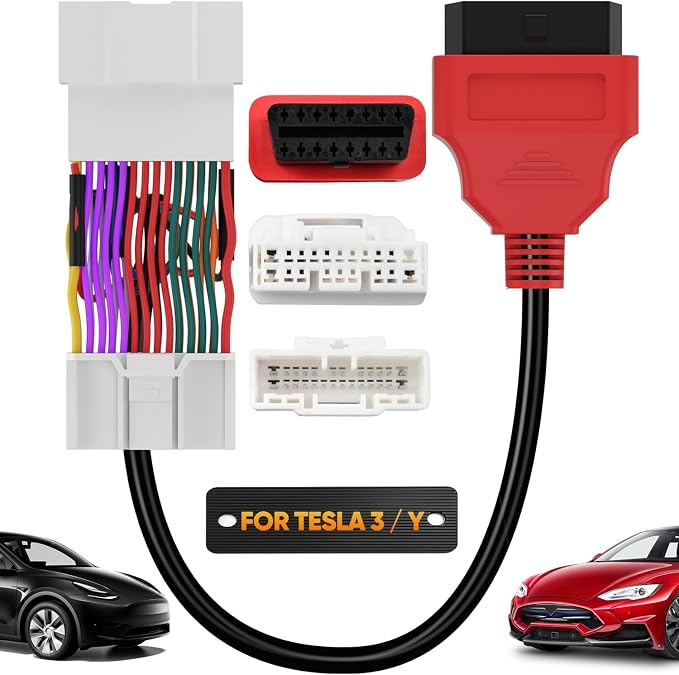 Autel Original TESKIT3Y Teala Diagnostic Cable Adapter for Tesla Model 3 & Y, 26Pin OBD1 to 16 Pin OBD2 Extension Harness Connector, Work with OBD2 Scanner MaxiSys Ultra Elite 2 PRO MS908S PRO MS909